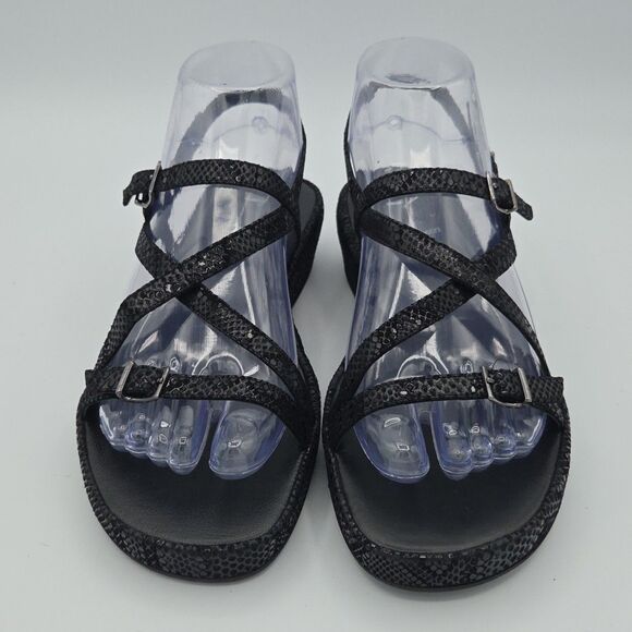 thierry rabotin Strappy Black Sandals US Sz 6.5 EU Sz 36.5 Leather Buckle Close - Picture 3 of 9